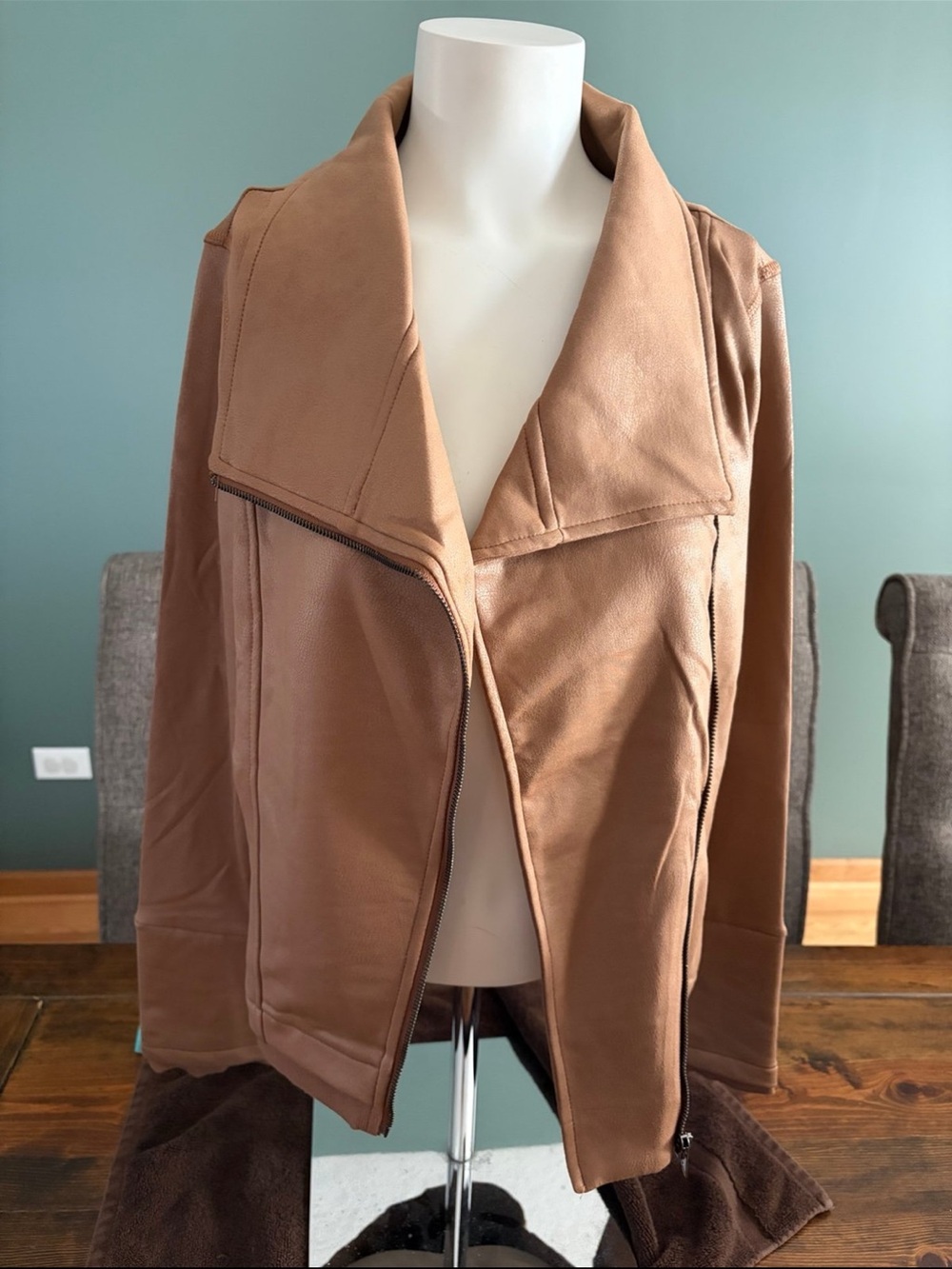 Dance & Marvel Taupe Brown Moto-Style Jacket